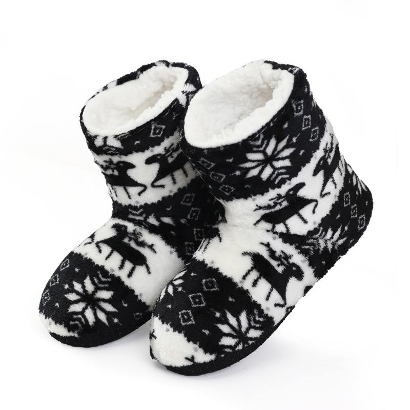 Slipper Socks Plush Winter Shoes Men Women Comfortable Soft-soled Shoes Home Floor Cotton Slippers Cute Cartoon Deer Snowflake Fluffy Fuzzy Socks